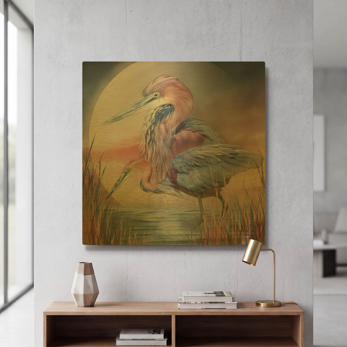 'Spirit Of Heron' By Carol Cavalaris Gold Metal Wall Art
