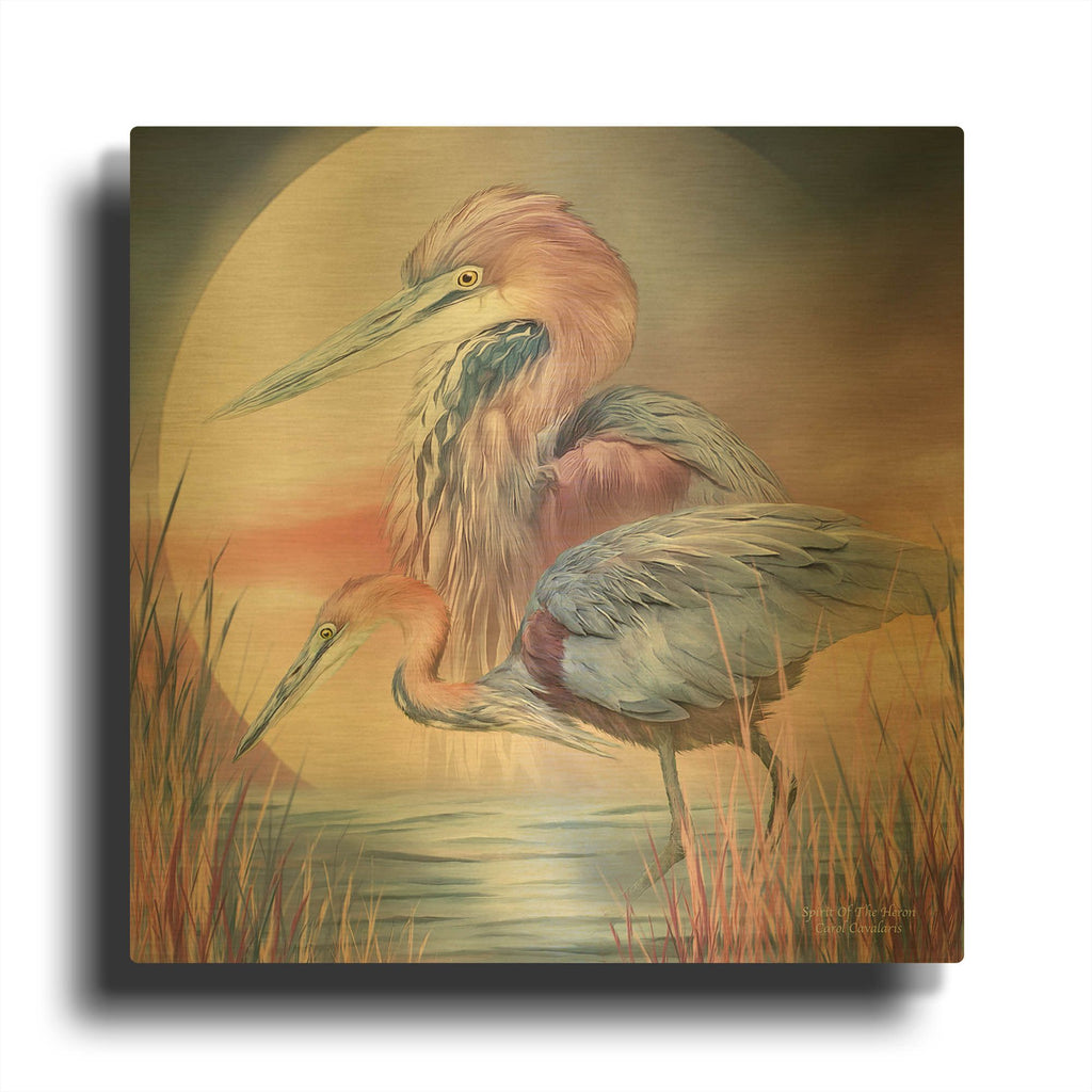 'Spirit Of Heron' By Carol Cavalaris Gold Metal Wall Art