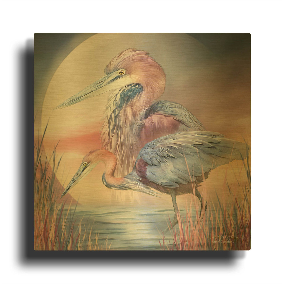 'Spirit Of Heron' By Carol Cavalaris Gold Metal Wall Art