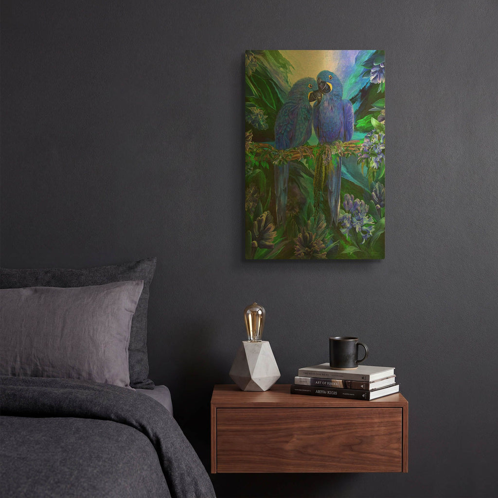 'Tropic Spirits - Hyacinth Macaw' By Carol Cavalaris Gold Metal Wall Art