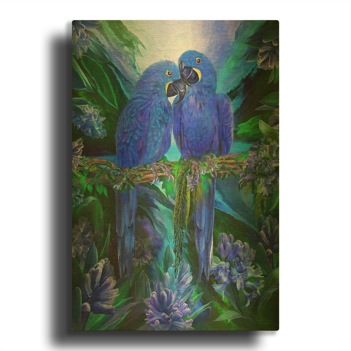 'Tropic Spirits - Hyacinth Macaw' By Carol Cavalaris Gold Metal Wall Art