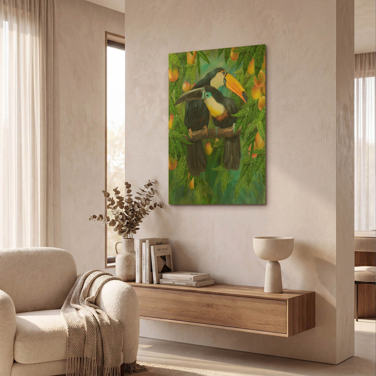 'Tropic Spirits - Toucans' By Carol Cavalaris Gold Metal Wall Art