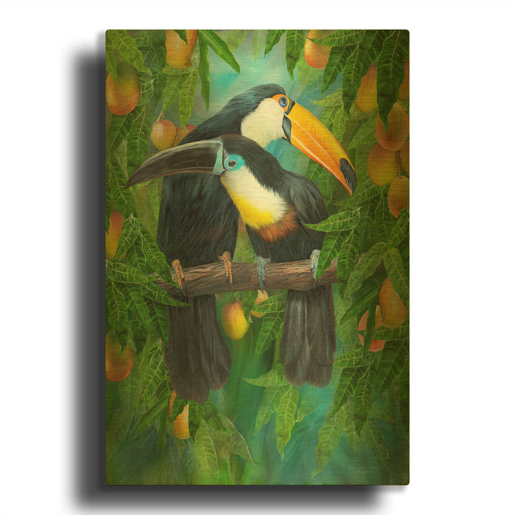 'Tropic Spirits - Toucans' By Carol Cavalaris Gold Metal Wall Art