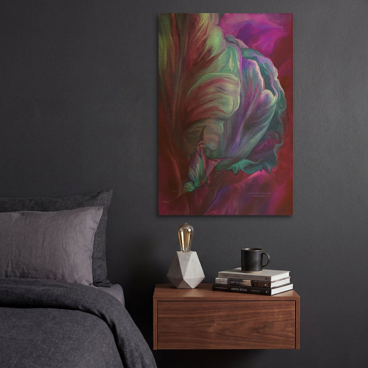 'Tulips - Colors Of Paradise' By Carol Cavalaris Gold Metal Wall Art