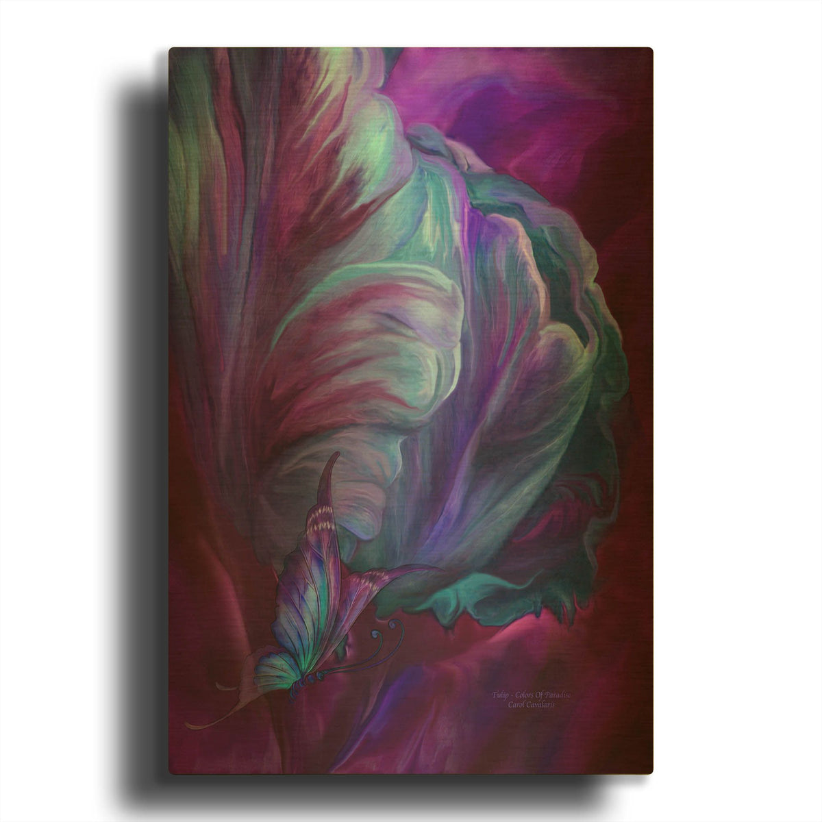 'Tulips - Colors Of Paradise' By Carol Cavalaris Gold Metal Wall Art