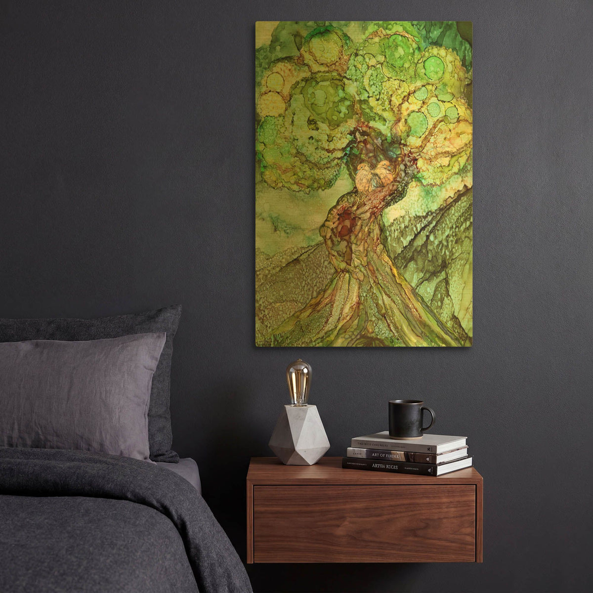 'Turtle Dove Tree' By Carol Cavalaris Gold Metal Wall Art