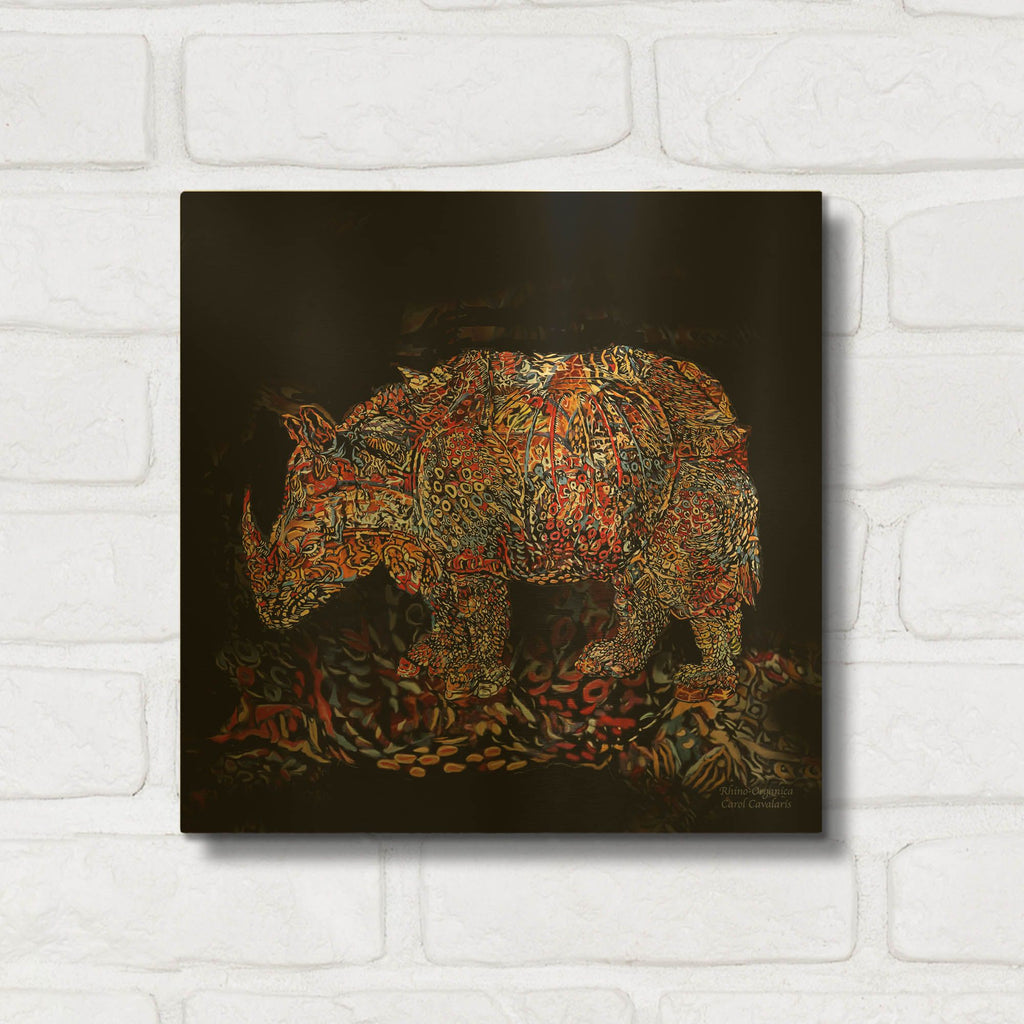 'Vintage Rhino' By Carol Cavalaris Gold Metal Wall Art