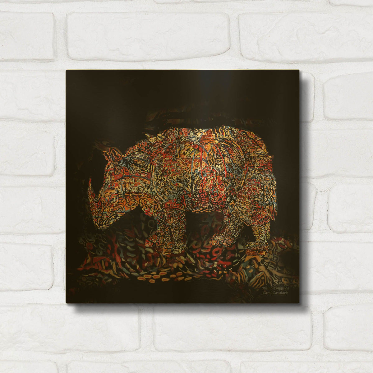 'Vintage Rhino' By Carol Cavalaris Gold Metal Wall Art
