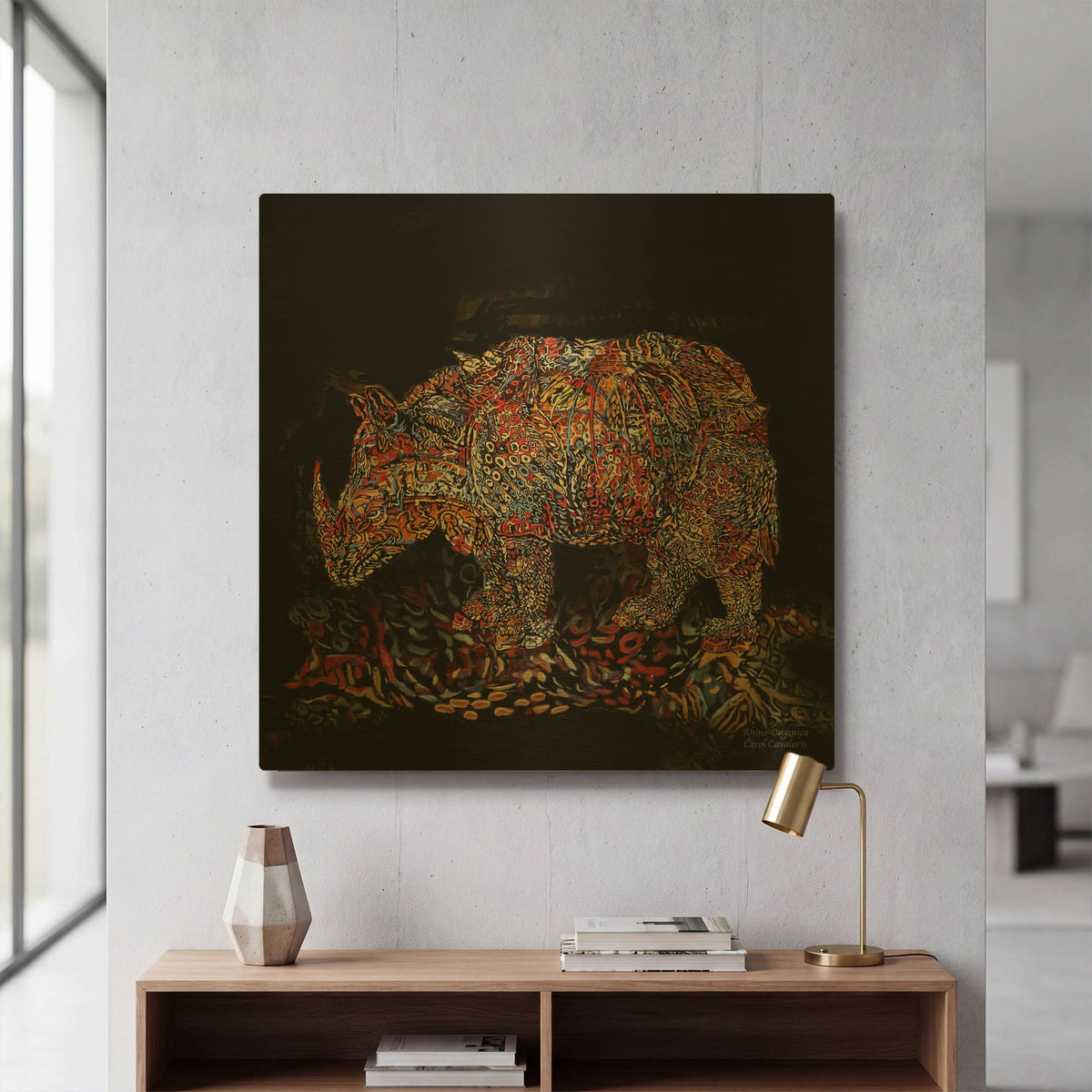 'Vintage Rhino' By Carol Cavalaris Gold Metal Wall Art
