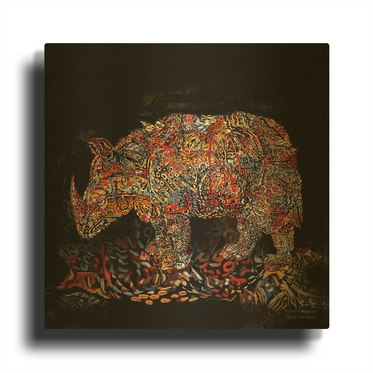 'Vintage Rhino' By Carol Cavalaris Gold Metal Wall Art