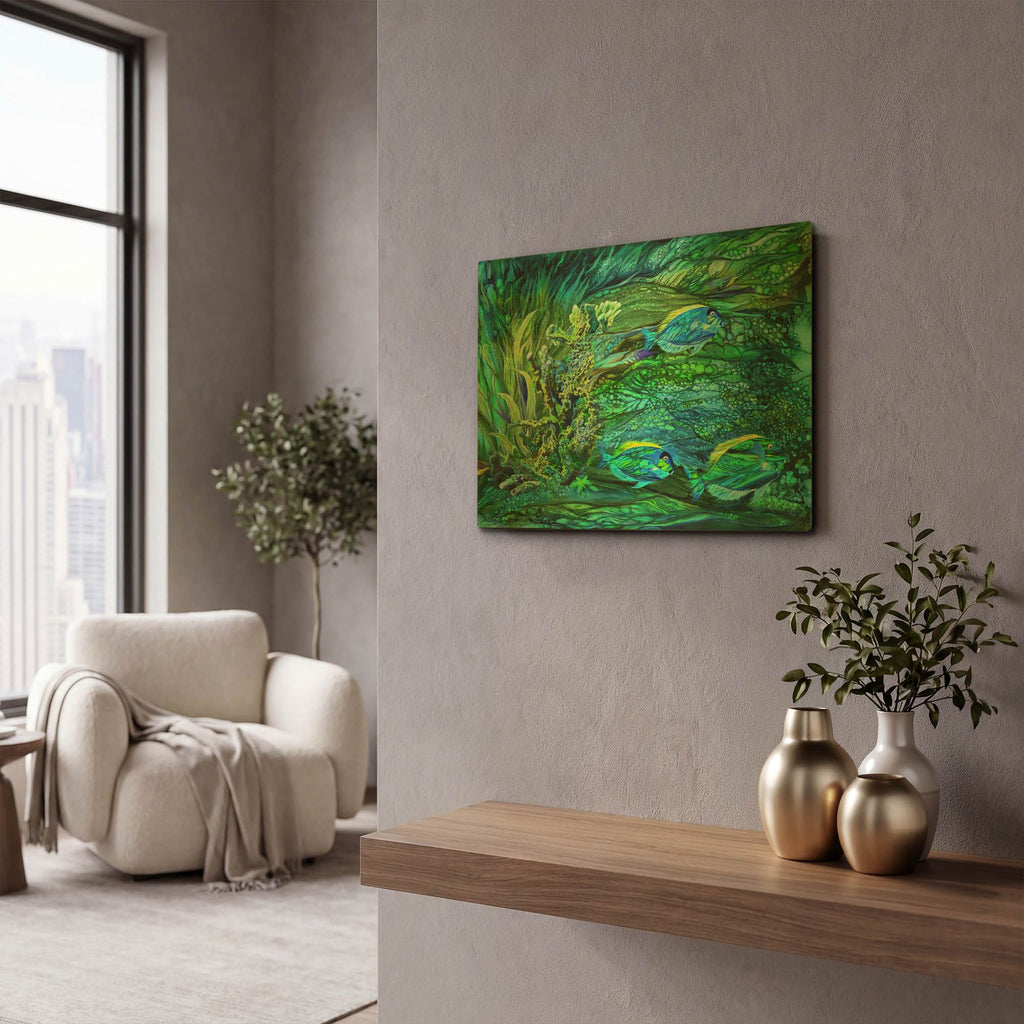 'Wild Sargasso Sea' By Carol Cavalaris Gold Metal Wall Art