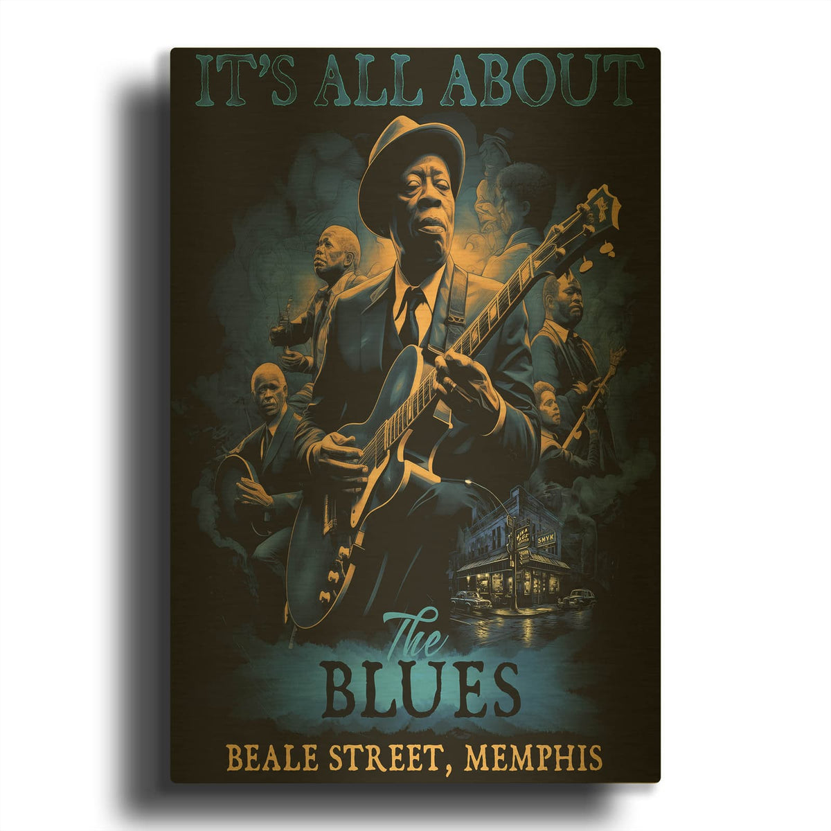 'Blues' By Jim Baldwin Gold Metal Wall Art