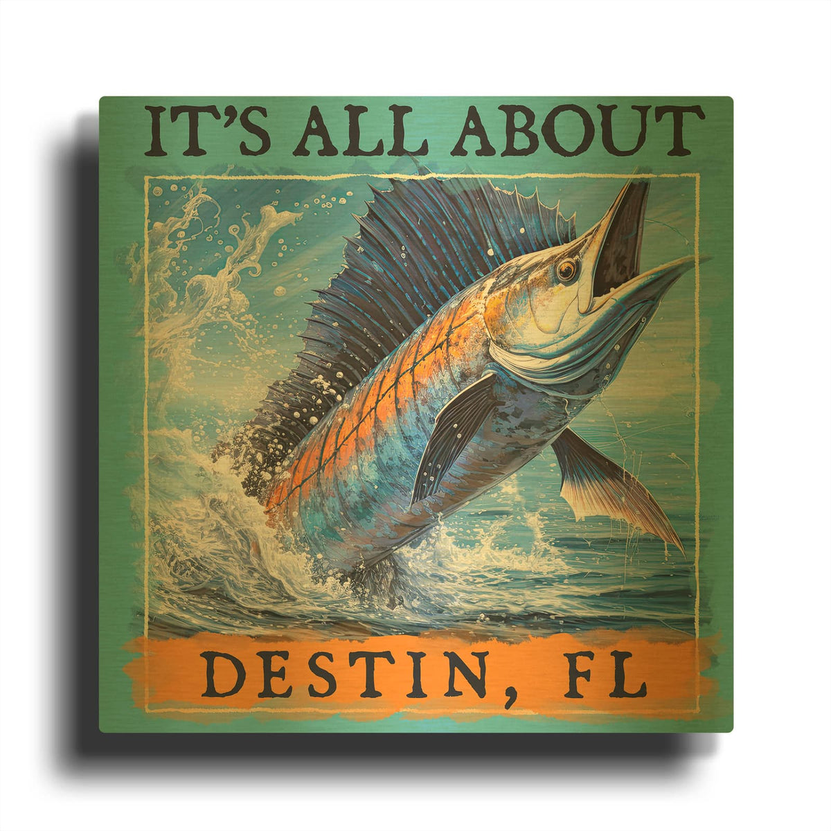 'Destin' By Jim Baldwin Gold Metal Wall Art