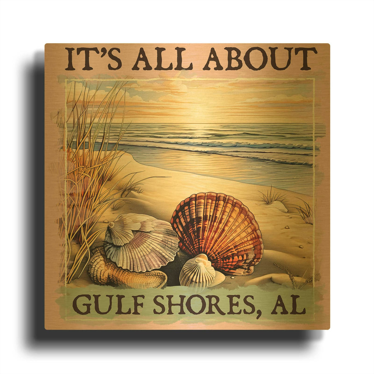 'Gulf Shores' By Jim Baldwin Gold Metal Wall Art