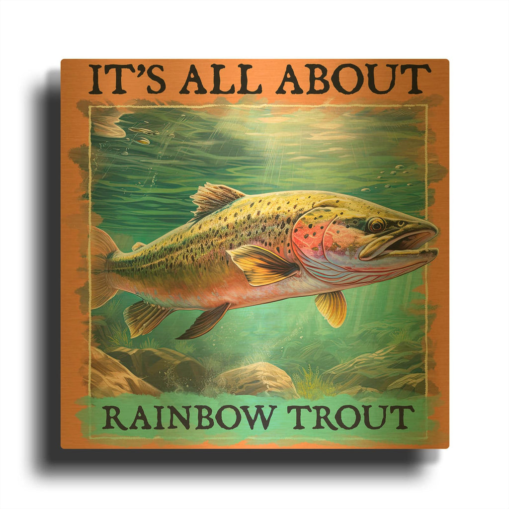 'Rainbow Trout' By Jim Baldwin Gold Metal Wall Art