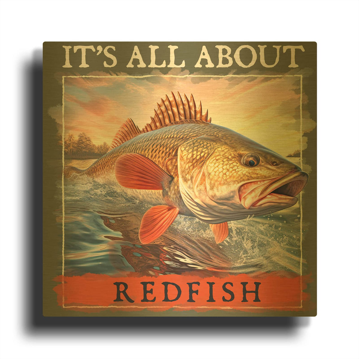 'Redfish' By Jim Baldwin Gold Metal Wall Art
