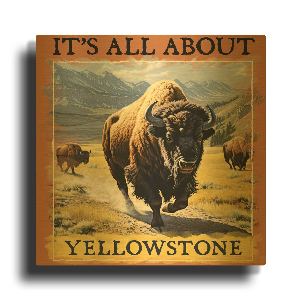 'Yellowstone' By Jim Baldwin Gold Metal Wall Art