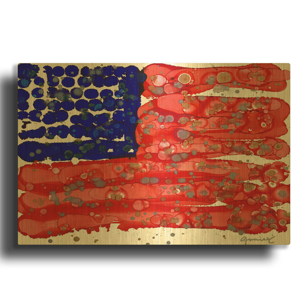 'Bless America' By Lovitude Gold Metal Wall Art