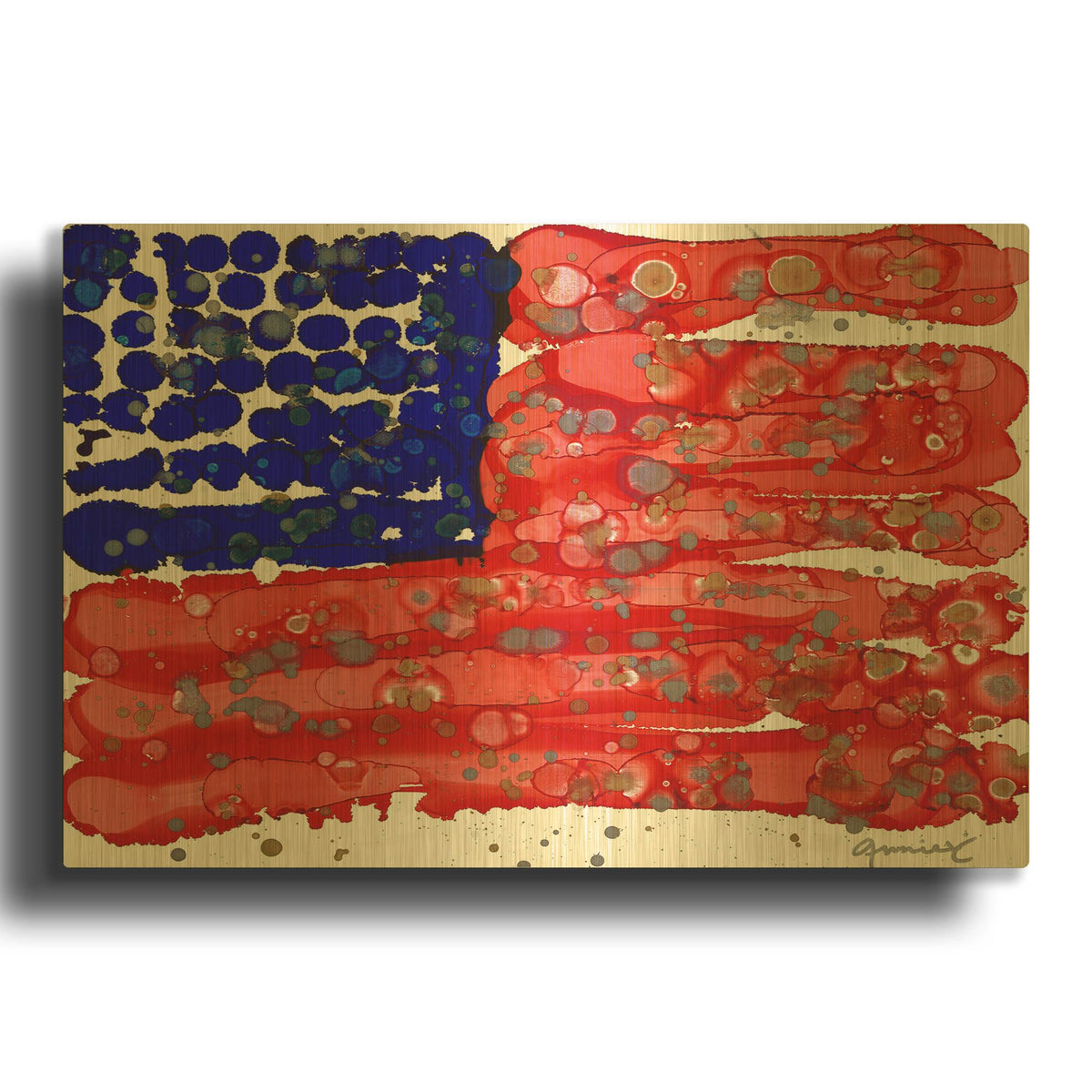 'Bless America' By Lovitude Gold Metal Wall Art