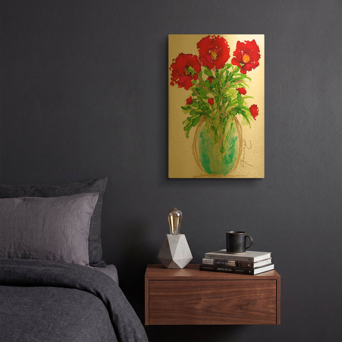 'Happy Peonies' By Lovitude Gold Metal Wall Art