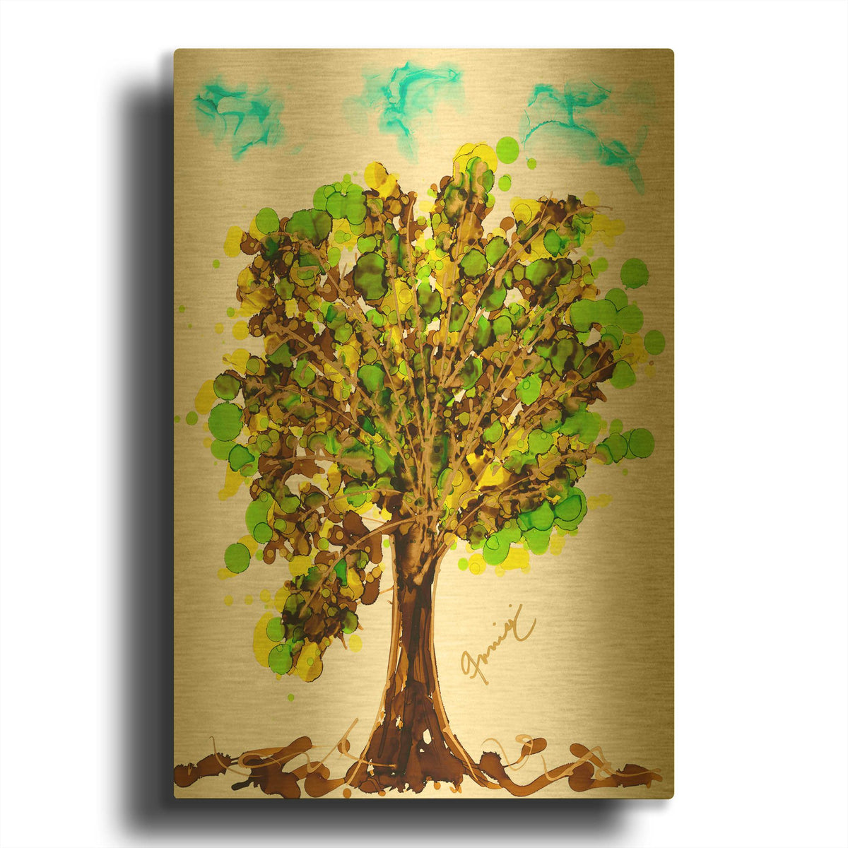 'New Life' By Lovitude Gold Metal Wall Art