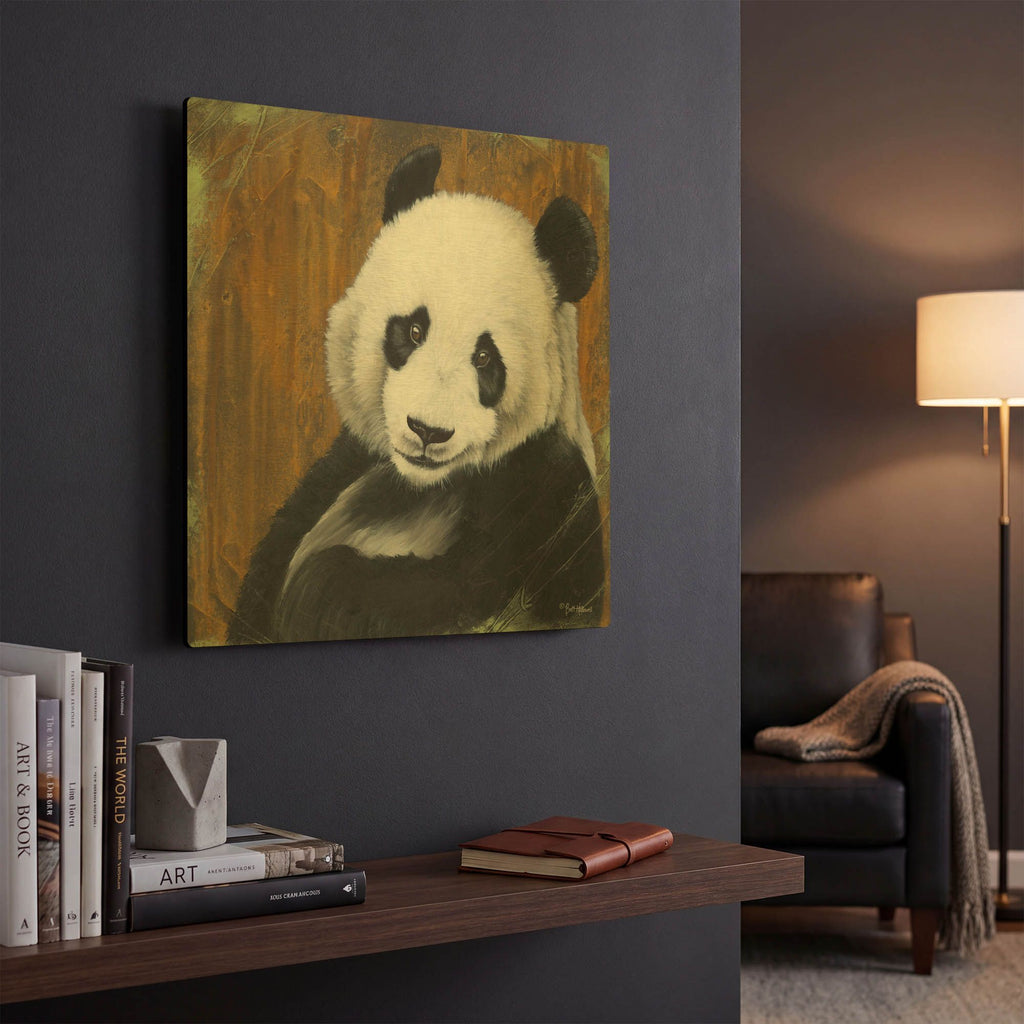 'Panda Smile' By Britt Hallowell Gold Metal Wall Art