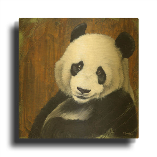 'Panda Smile' By Britt Hallowell Gold Metal Wall Art