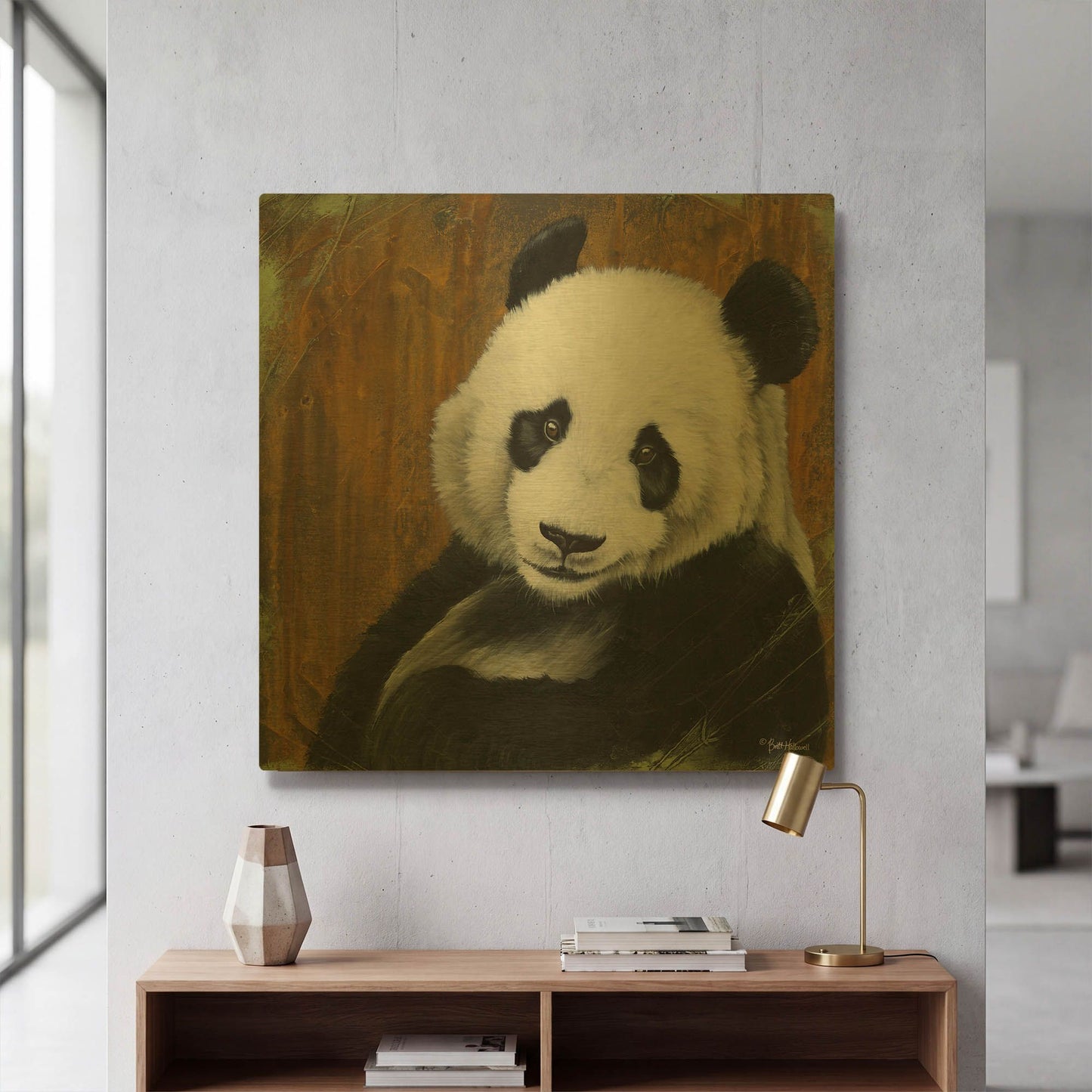 'Panda Smile' By Britt Hallowell Gold Metal Wall Art