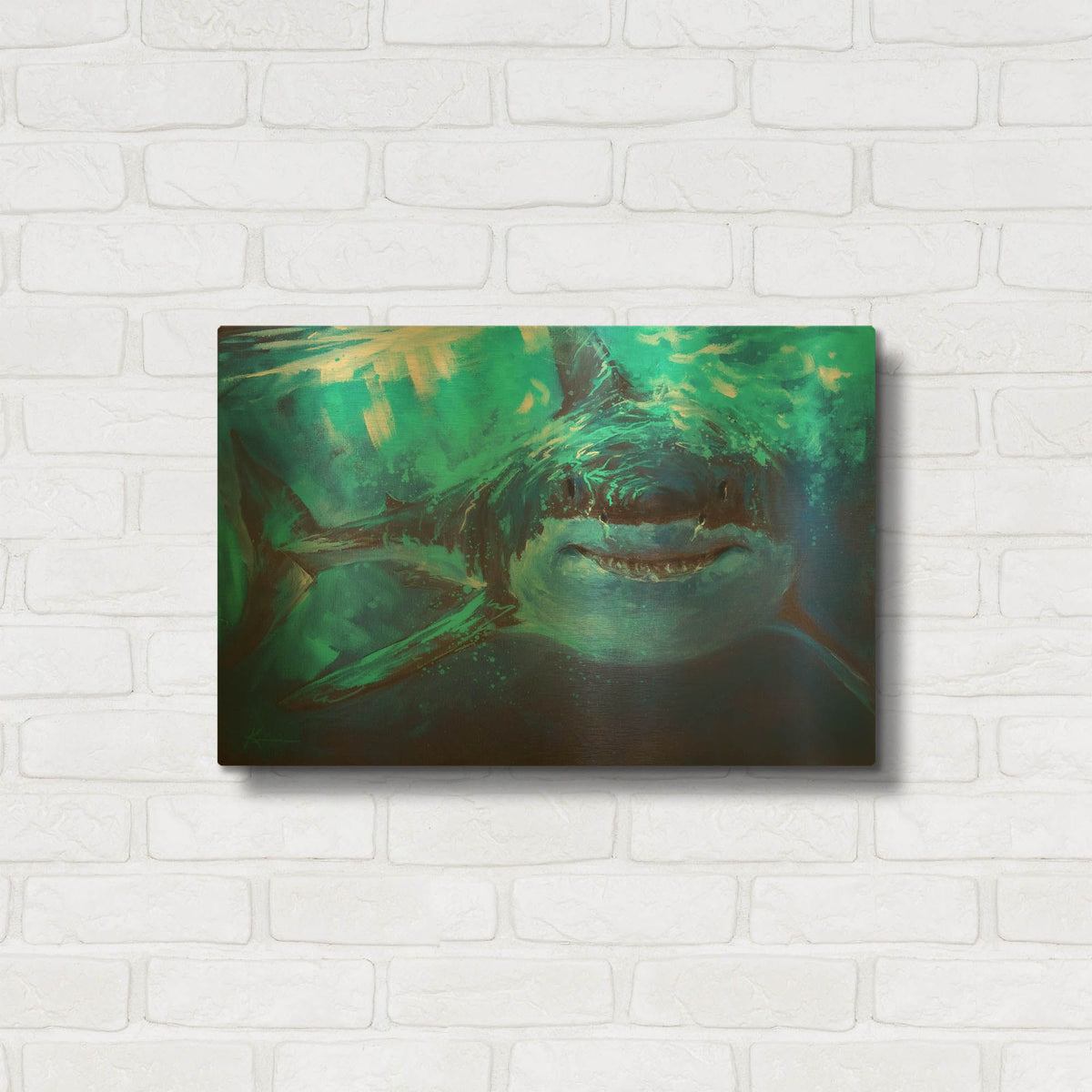 'Deep Blue Great White Shark' By Lindsay Kivi Gold Metal Wall Art