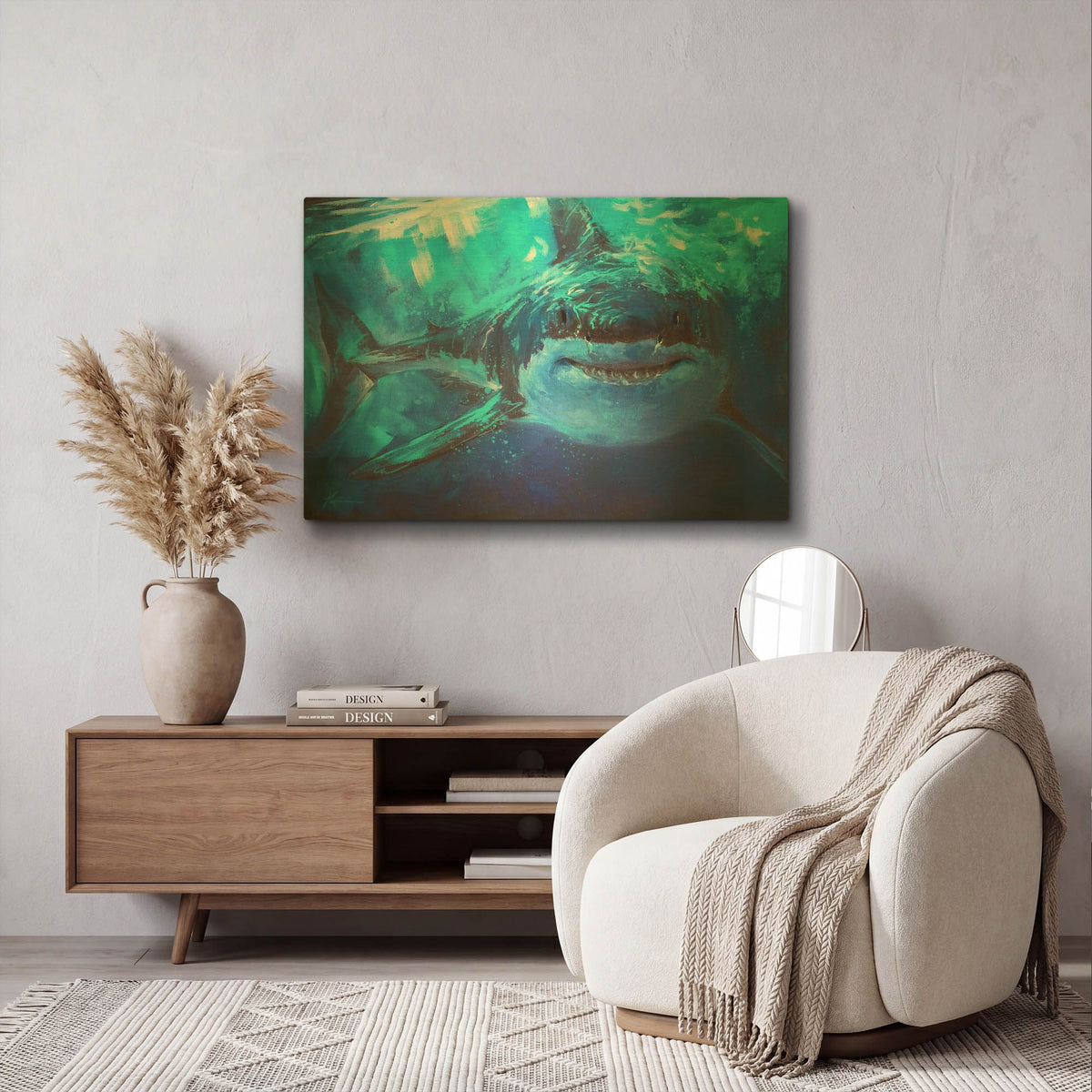 'Deep Blue Great White Shark' By Lindsay Kivi Gold Metal Wall Art