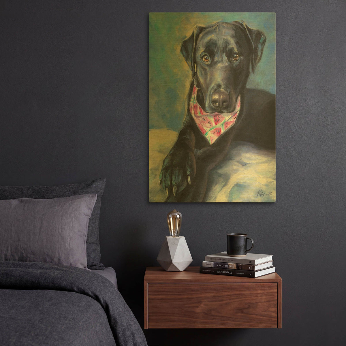 'Dogs Black Lab Puppy' By Lindsay Kivi Gold Metal Wall Art