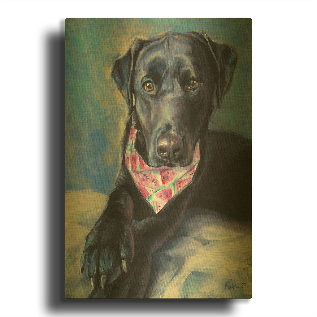 'Dogs Black Lab Puppy' By Lindsay Kivi Gold Metal Wall Art