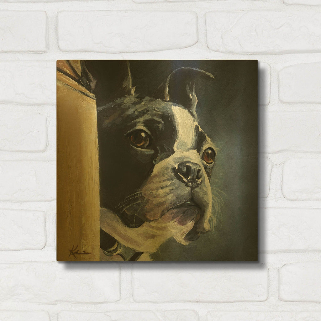 'Dogs Boston Terrier' By Lindsay Kivi Gold Metal Wall Art