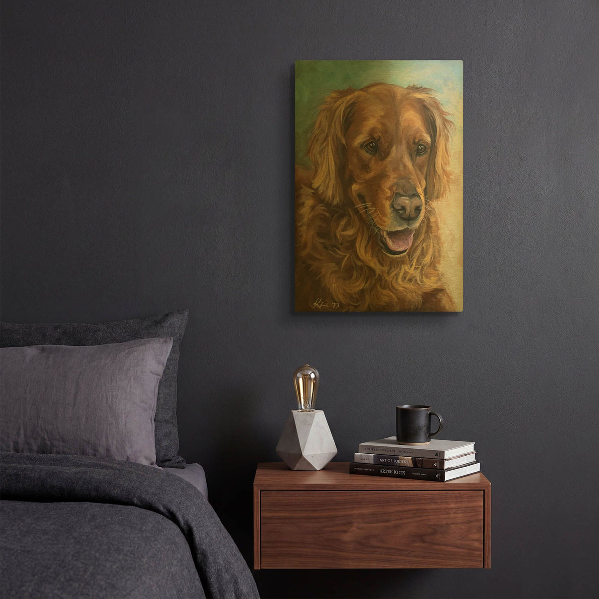 'Dogs Golden Retriever' By Lindsay Kivi Gold Metal Wall Art