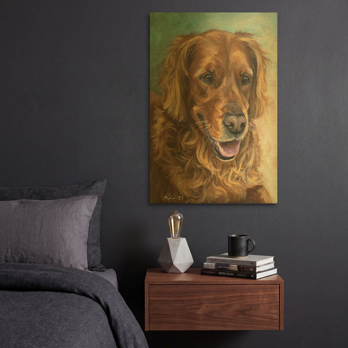 'Dogs Golden Retriever' By Lindsay Kivi Gold Metal Wall Art