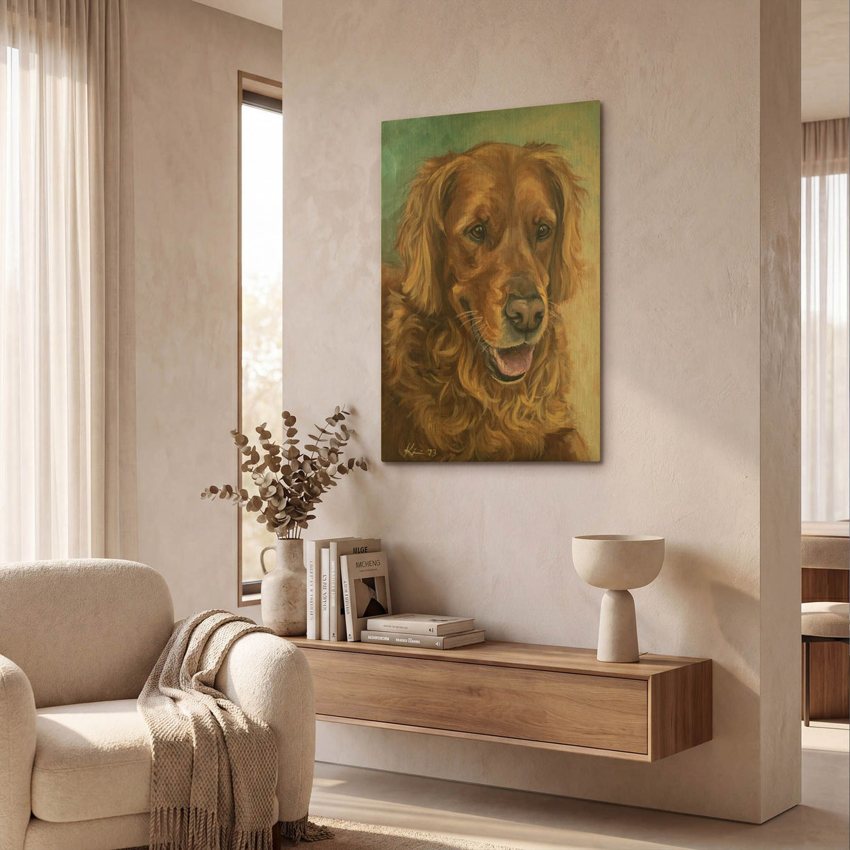'Dogs Golden Retriever' By Lindsay Kivi Gold Metal Wall Art