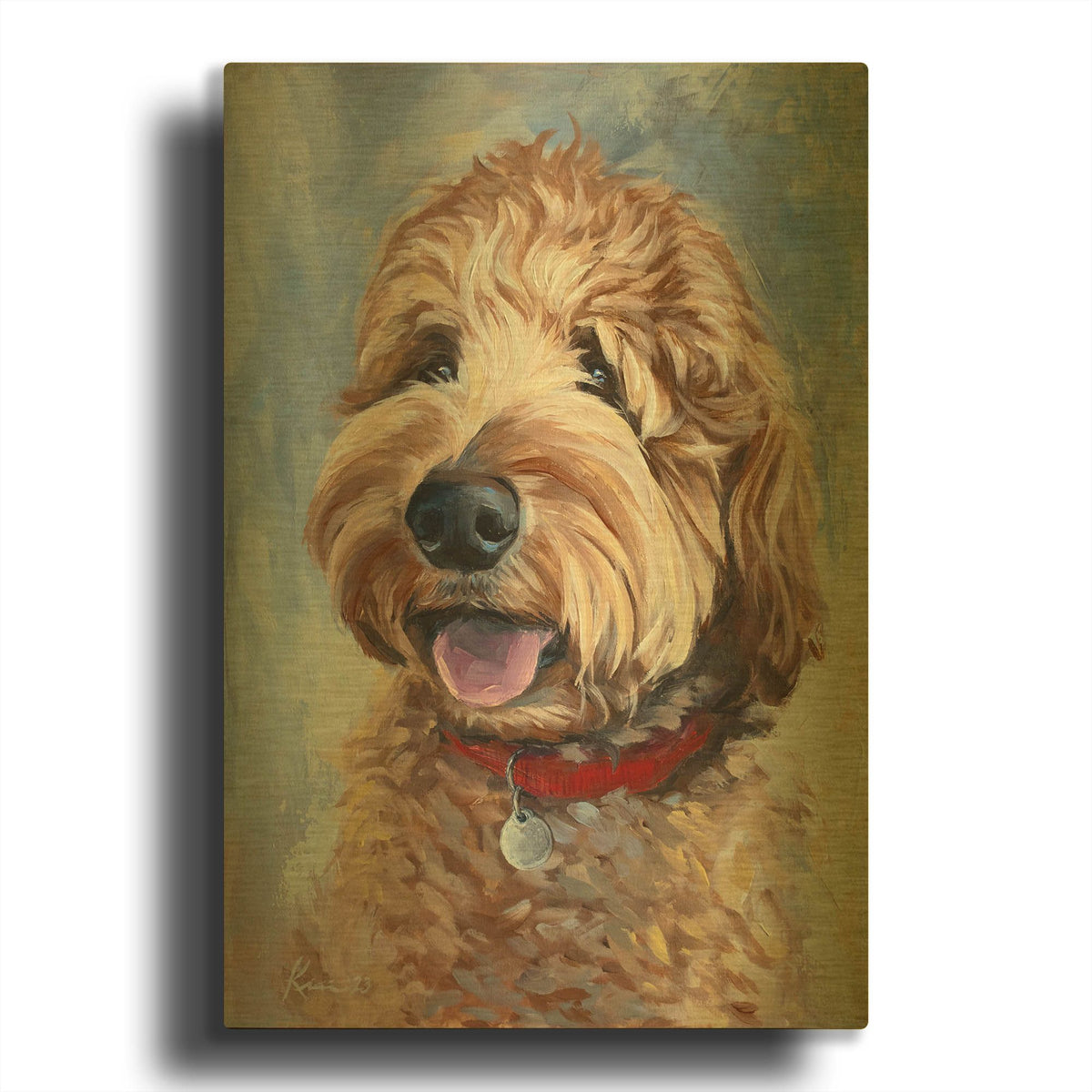 'Dogs Goldendoodle' By Lindsay Kivi Gold Metal Wall Art
