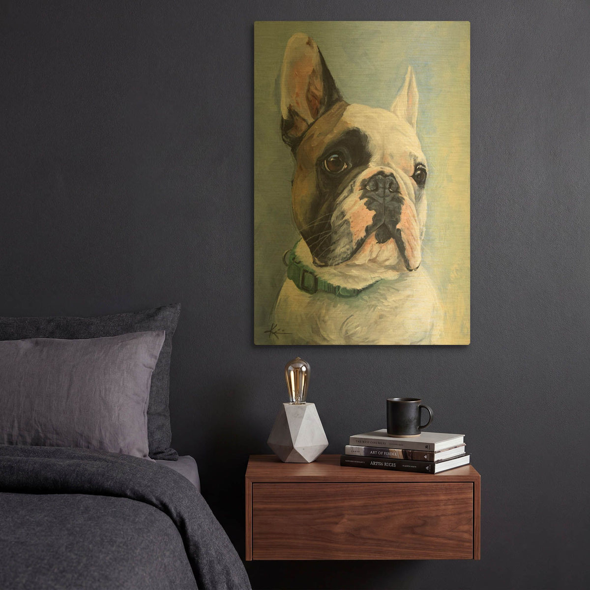 'Dogs Pied French Bulldog' By Lindsay Kivi Gold Metal Wall Art