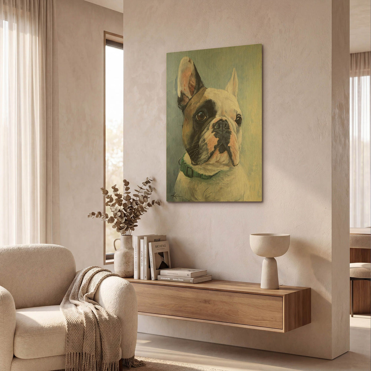 'Dogs Pied French Bulldog' By Lindsay Kivi Gold Metal Wall Art