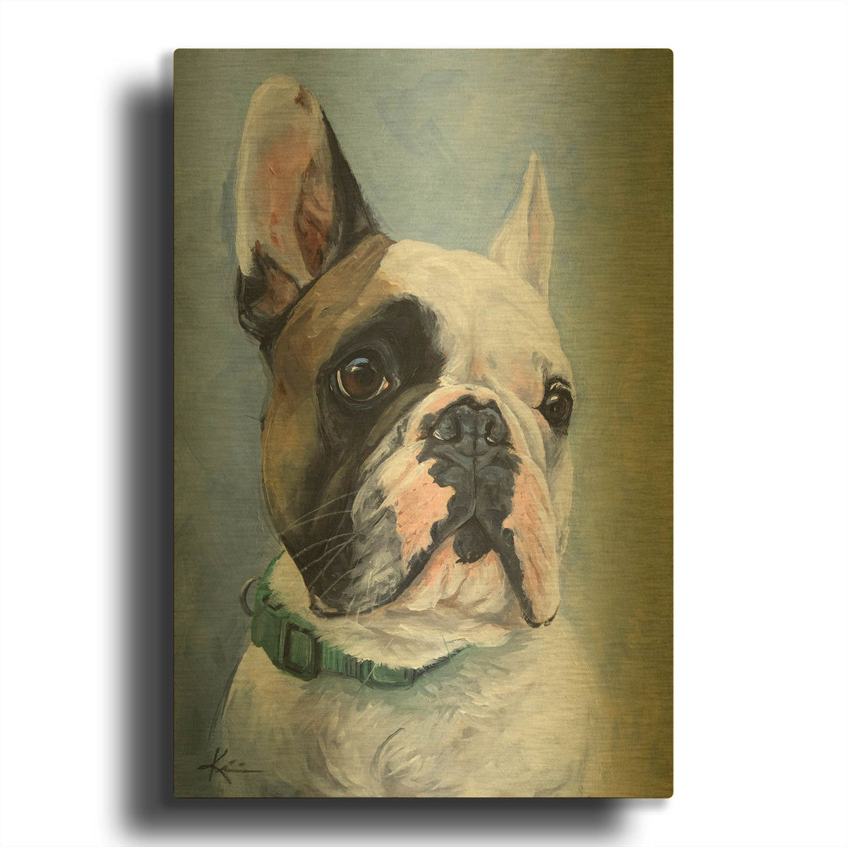 'Dogs Pied French Bulldog' By Lindsay Kivi Gold Metal Wall Art