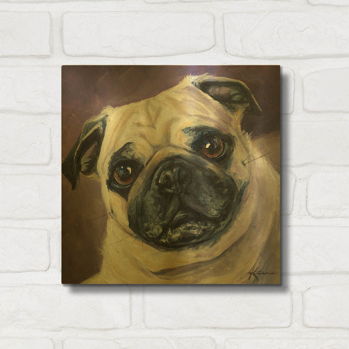 'Dogs Pug' By Lindsay Kivi Gold Metal Wall Art