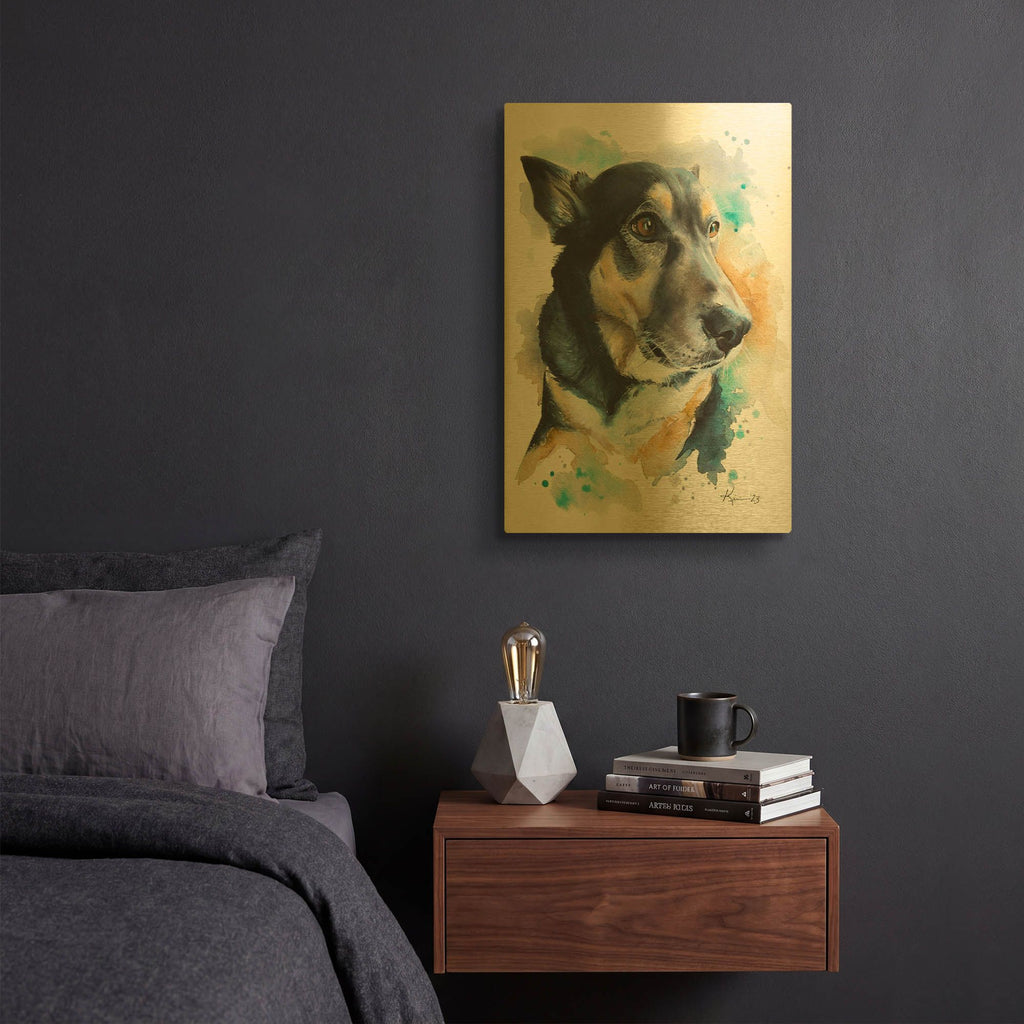 'Dogs Shepherd' By Lindsay Kivi Gold Metal Wall Art
