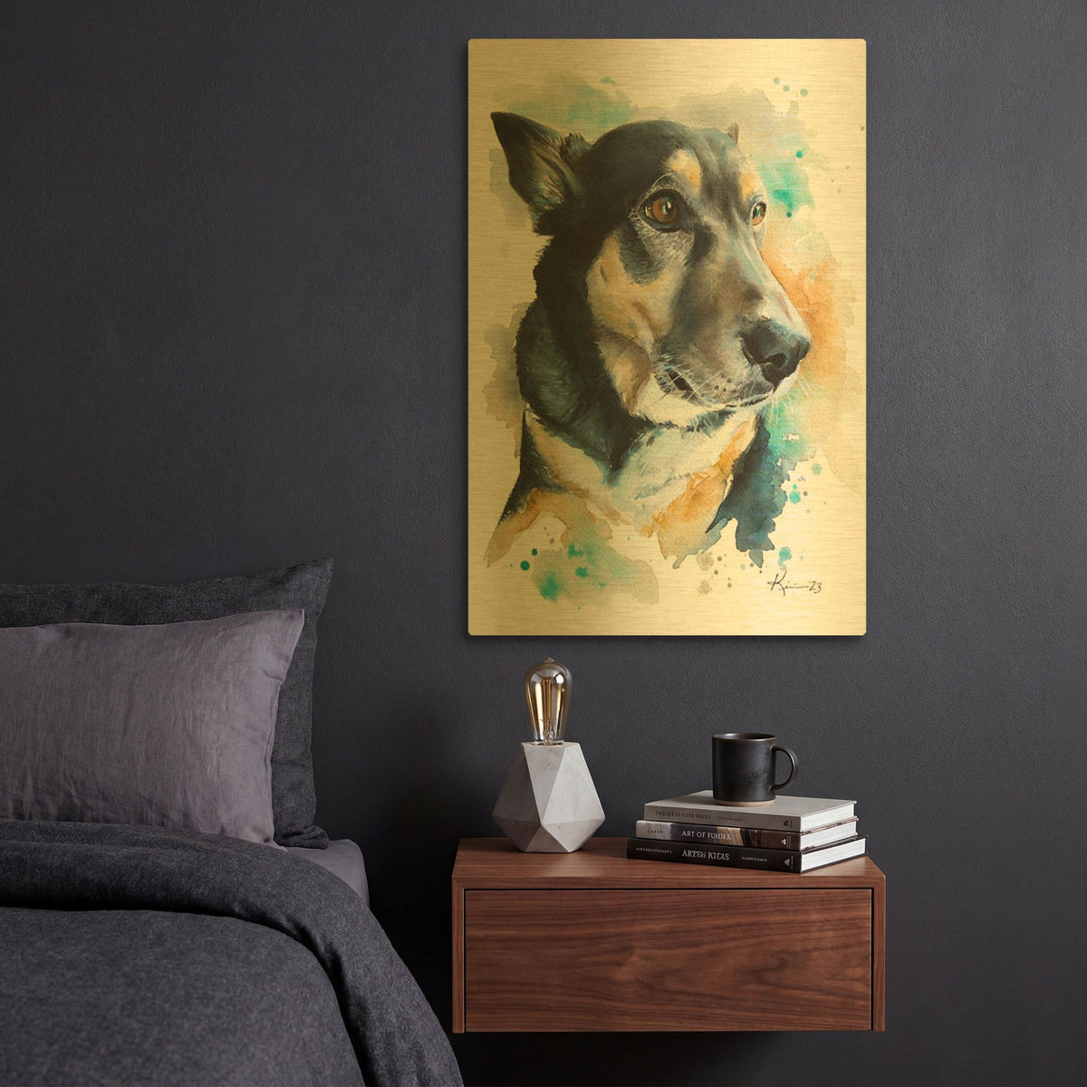 'Dogs Shepherd' By Lindsay Kivi Gold Metal Wall Art