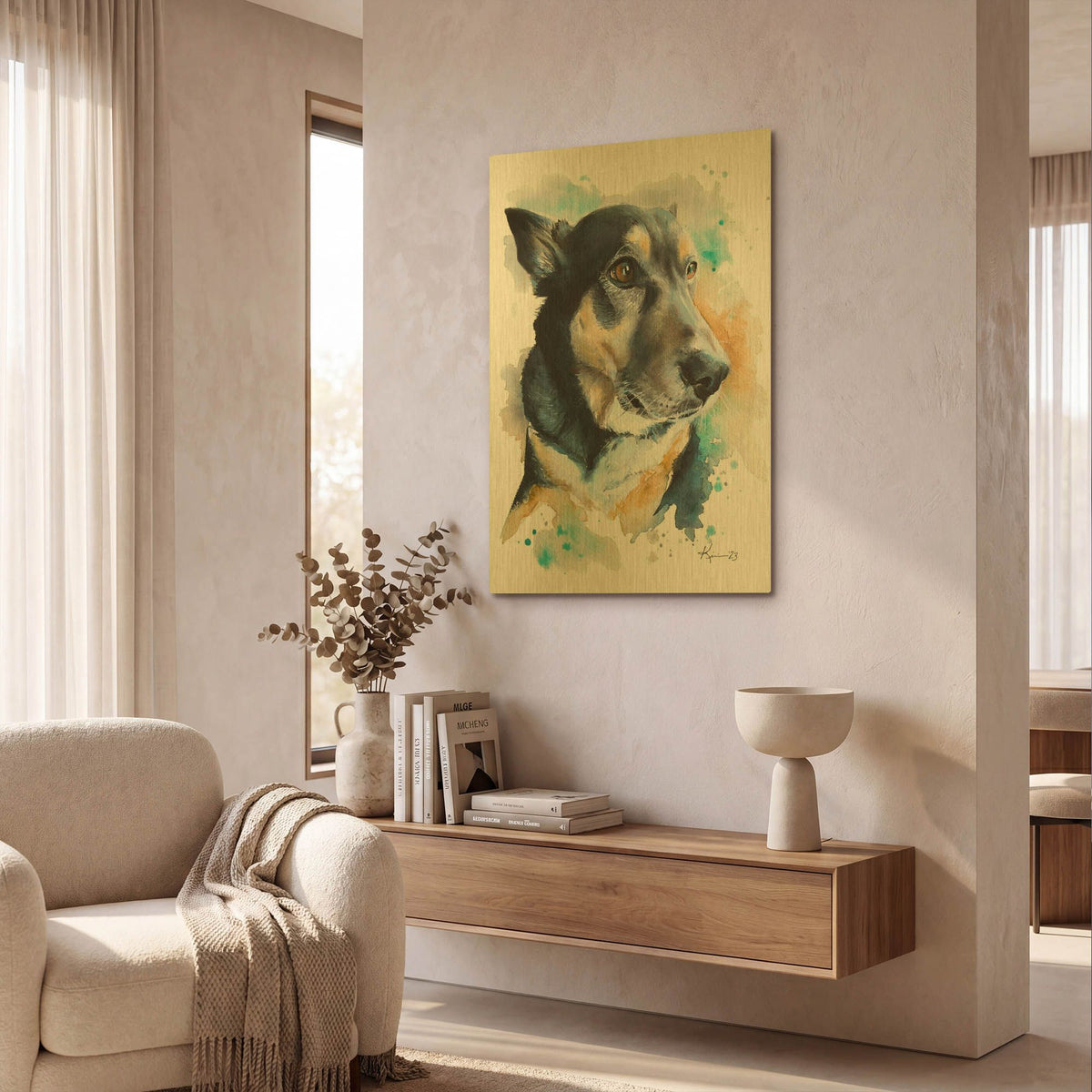 'Dogs Shepherd' By Lindsay Kivi Gold Metal Wall Art