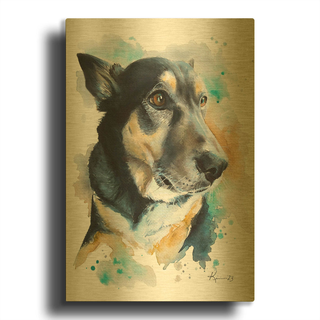 'Dogs Shepherd' By Lindsay Kivi Gold Metal Wall Art
