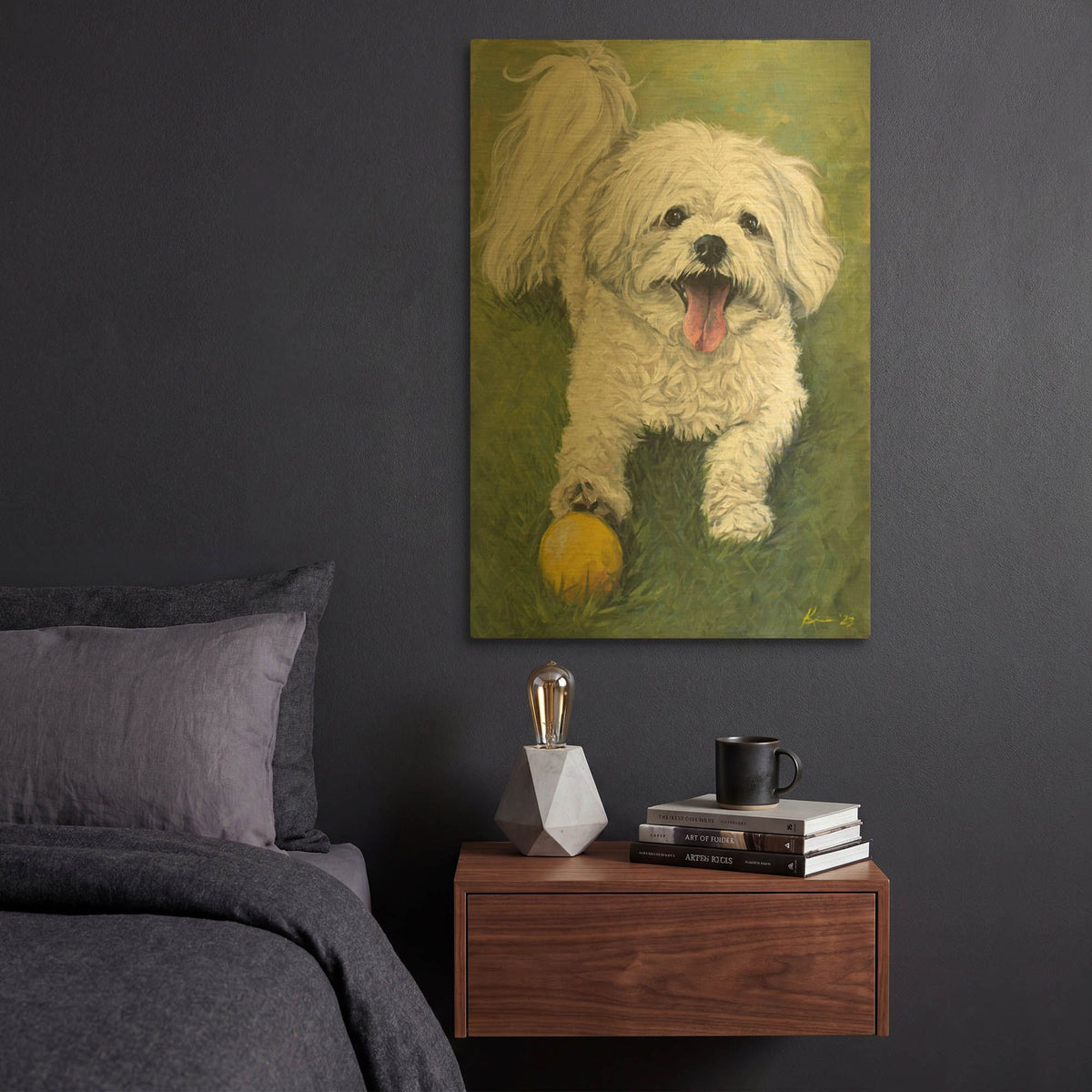 'Dogs Shichon' By Lindsay Kivi Gold Metal Wall Art