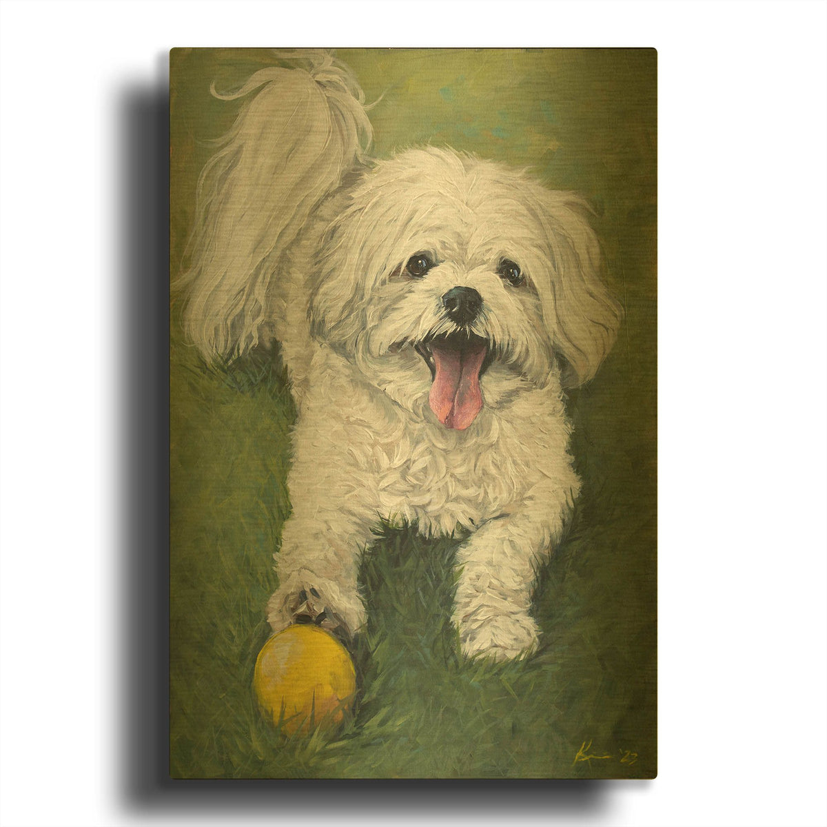 'Dogs Shichon' By Lindsay Kivi Gold Metal Wall Art