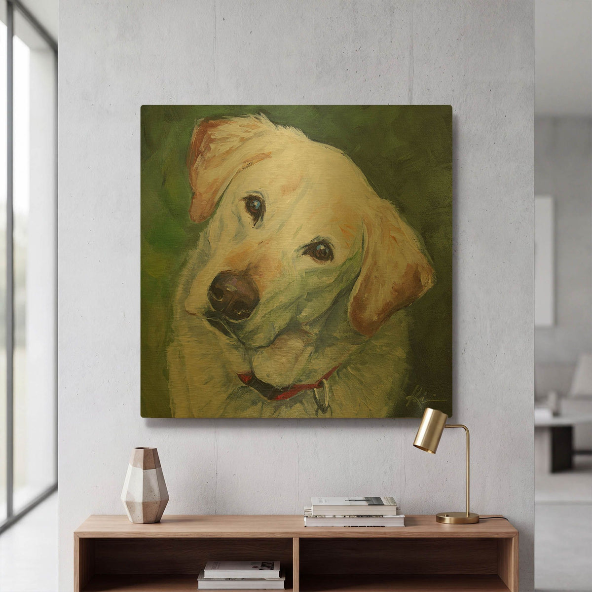 'Dogs Yellow Lab' By Lindsay Kivi Gold Metal Wall Art