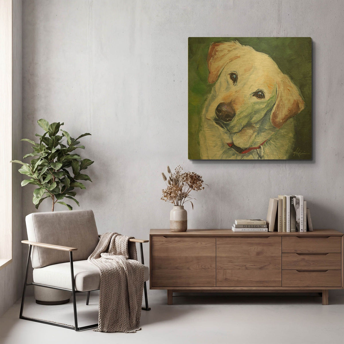 'Dogs Yellow Lab' By Lindsay Kivi Gold Metal Wall Art