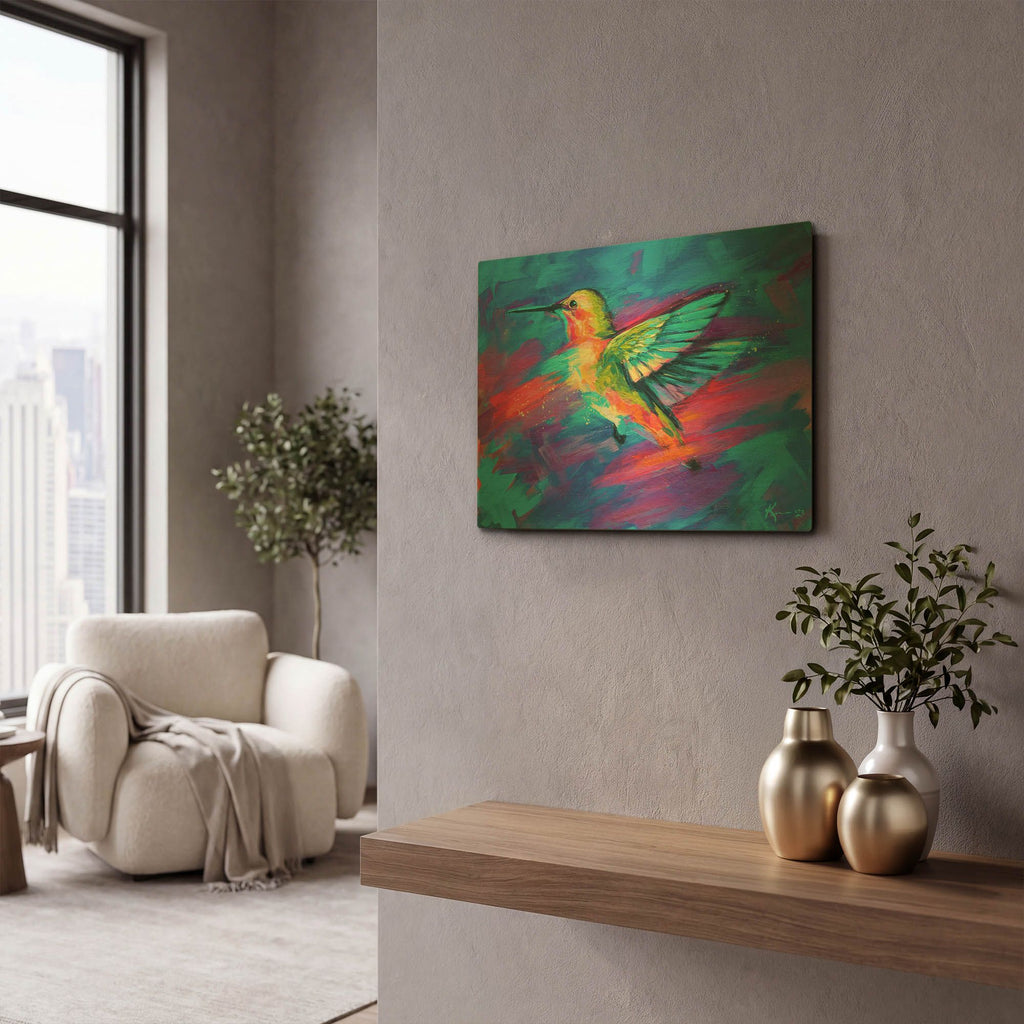 'Hummingbird Colorful' By Lindsay Kivi Gold Metal Wall Art
